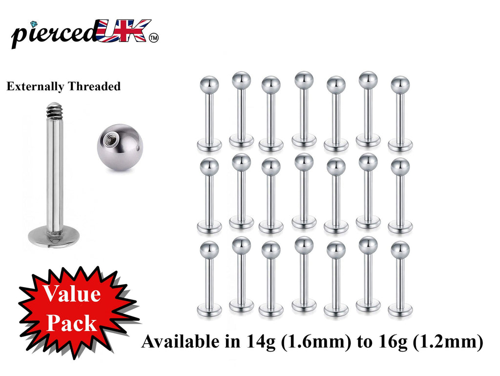 Labret Stud, Lip Piercing – Value Pack of 5pcs, 10pcs and 20pcs Flatback Labret Earring – 18g 16g 14g Labret Jewelry