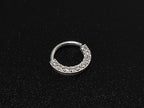 Silver Ear Piercing Ring, Daith Cartilage Earring with CZ Stone Crystals Set - 20G (0.8mm) - Body Jewellery