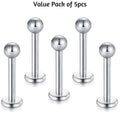 Labret Stud, Lip Piercing – Value Pack of 5pcs, 10pcs and 20pcs Flatback Labret Earring – 18g 16g 14g Labret Jewelry