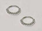 Silver Ear Piercing Ring, Daith Cartilage Earring with CZ Stone Crystals Set - 20G (0.8mm) - Body Jewellery