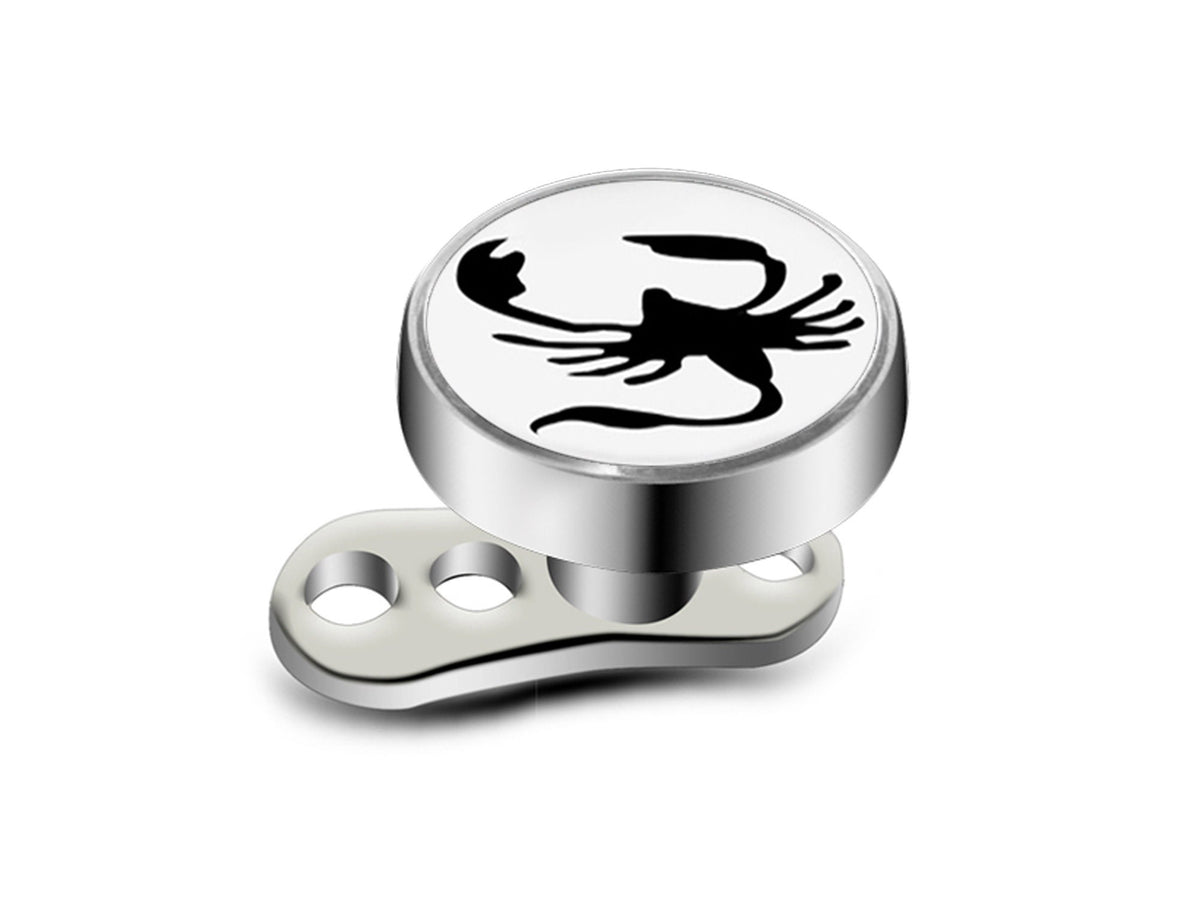 Titanium Dermal Anchor, Dermal Piercing – Micro Dermal Implant Piercing for Skin – Various Symbols – 16g (1.2mm)  3 Holes Dermal Base Plate
