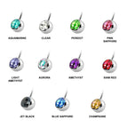 Belly Button Rings - Internally Threaded Belly Ring - Belly Bar with Double Gem Crystals- 14g (1.6mm) - Ideal Piercing for Navel Jewelry