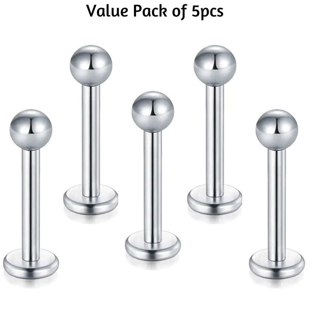 Titanium Labret Stud, Lip Piercing – Value Pack of 5pcs, 10pcs and 20pcs Flatback Labret Earring – 18g 16g 14g Labret Jewelry