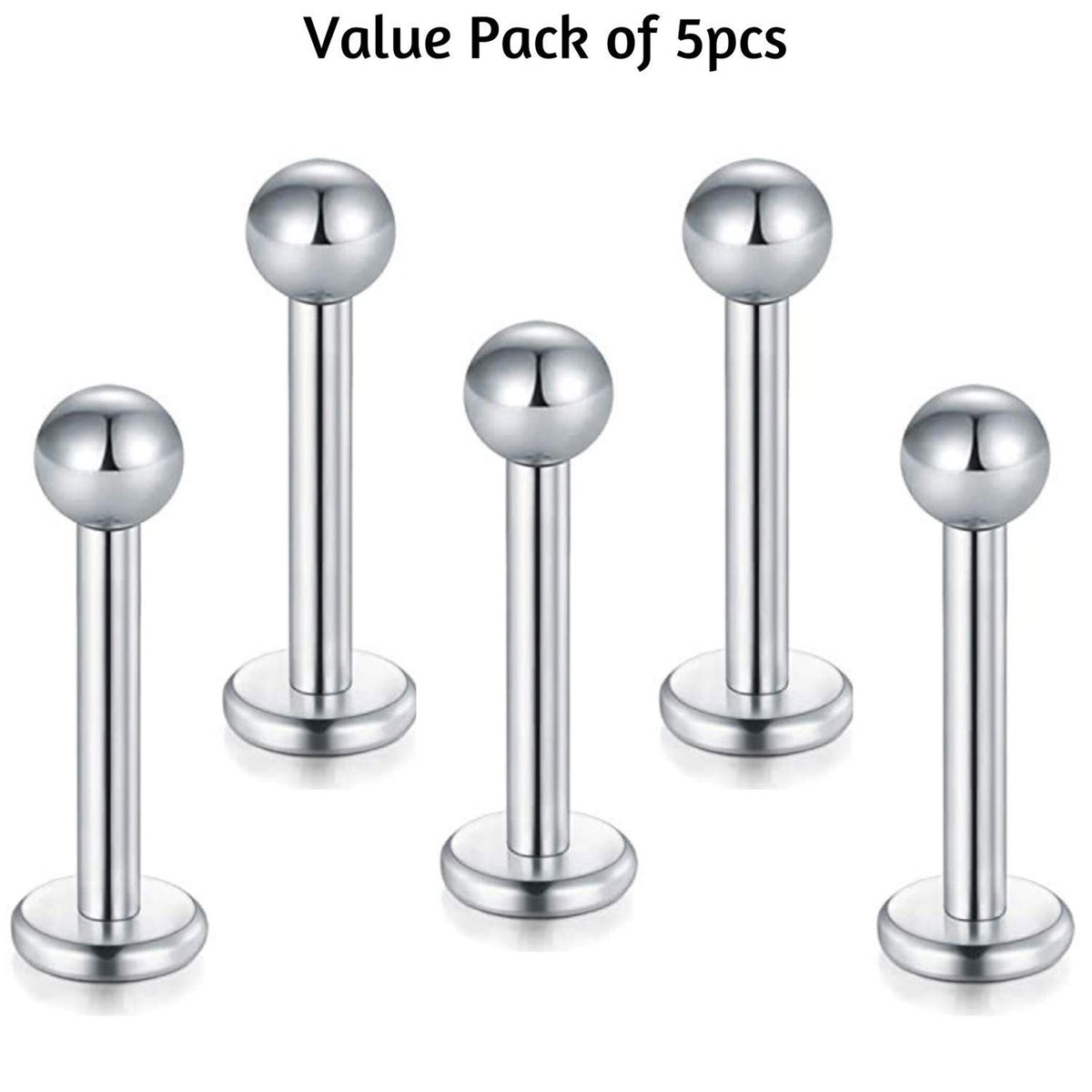 Titanium Labret Stud, Lip Piercing – Value Pack of 5pcs, 10pcs and 20pcs Flatback Labret Earring – 18g 16g 14g Labret Jewelry