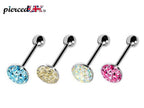 Tongue Piercing Jewelry, Barbell Piercing - 14g Tongue Bars & Barbells - Barbell with Flat top Coated CZ Crystals