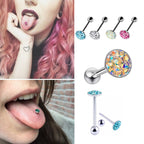 Tongue Piercing Jewelry, Barbell Piercing - 14g Tongue Bars & Barbells - Barbell with Flat top Coated CZ Crystals