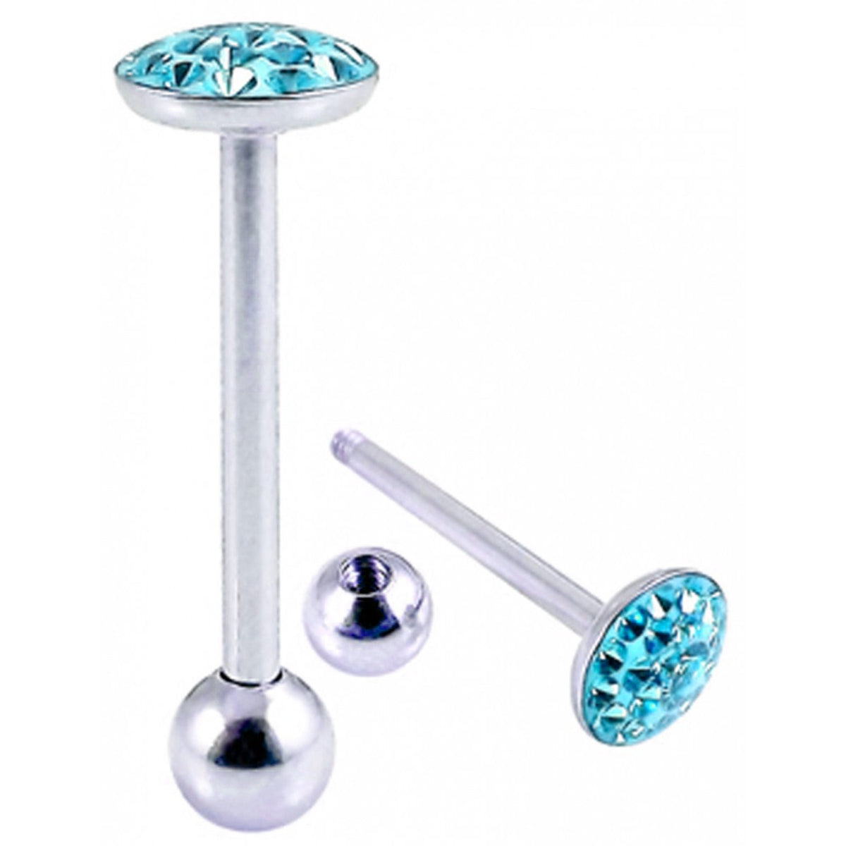 Tongue Piercing Jewelry, Barbell Piercing - 14g Tongue Bars & Barbells - Barbell with Flat top Coated CZ Crystals