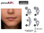 Titanium Medusa Piercing, Lip Jewelry, Labret Stud – Internally threaded with CZ Crystals– 16g (1.2mm) Labret Piercing Lip, Helix, Tragus.
