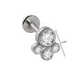 Titanium Medusa Piercing, Lip Jewelry, Labret Stud – Internally threaded with CZ Crystals– 16g (1.2mm) Labret Piercing Lip, Helix, Tragus.