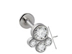 Titanium Medusa Piercing, Lip Jewelry, Labret Stud – Internally threaded with CZ Crystals– 16g (1.2mm) Labret Piercing Lip, Helix, Tragus.