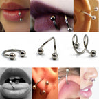 Spiral Barbell, Twist Barbell – 3pcs Body Piercings with Ball / Cone / Spike Barbell for Ear, Eyebrow piercing, Lip Ring, Cartilage, Helix