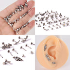 Titanium Medusa Piercing, Lip Jewelry, Labret Stud – Internally threaded with CZ Crystals– 16g (1.2mm) Labret Piercing Lip, Helix, Tragus.