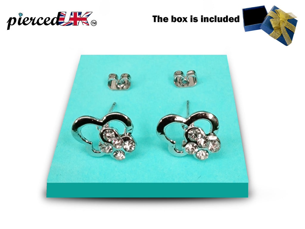 Double Butterfly Stud Earrings Fashion Jewelry for Women - High Quality and Sparkling CZ Crystals Earrings Packed in a Gift Box