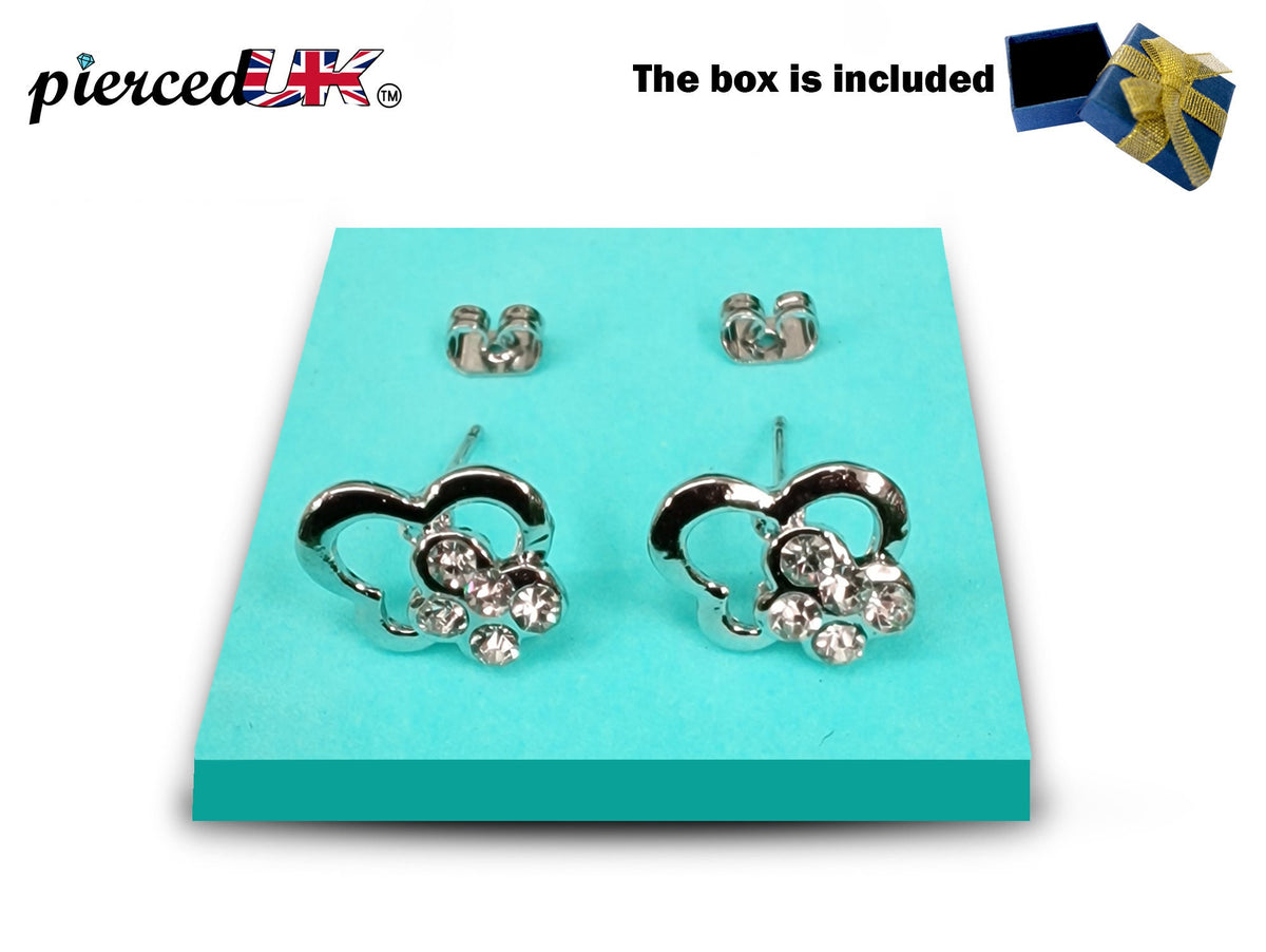 Double Butterfly Stud Earrings Fashion Jewelry for Women - High Quality and Sparkling CZ Crystals Earrings Packed in a Gift Box