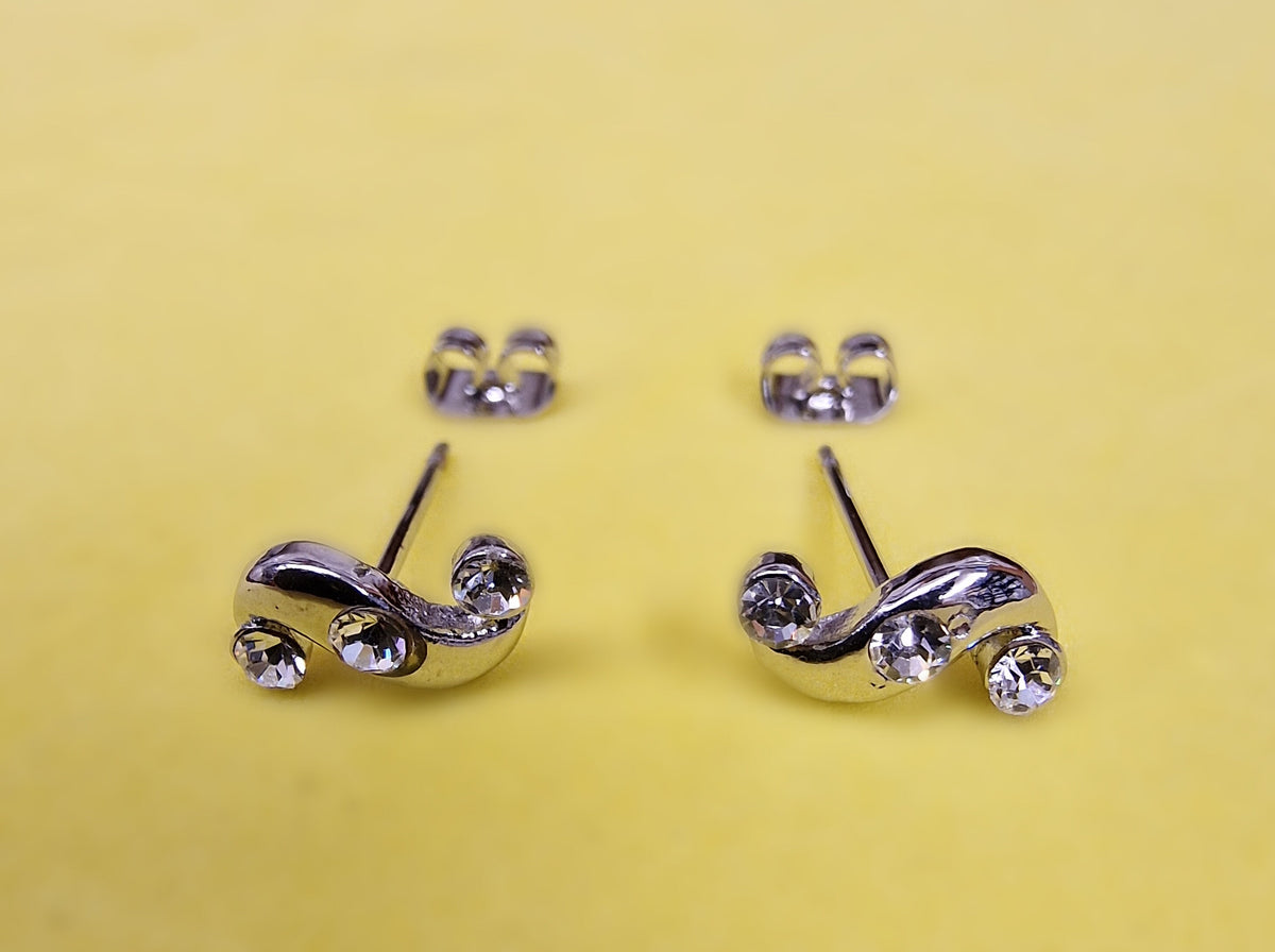 Stud Earrings S Shape Fashion Jewelry for Women - High Quality and Sparkling CZ Crystals Earrings Packed in a Gift Box