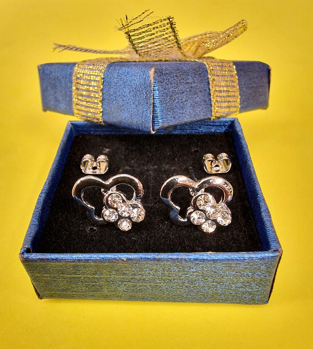 Double Butterfly Stud Earrings Fashion Jewelry for Women - High Quality and Sparkling CZ Crystals Earrings Packed in a Gift Box