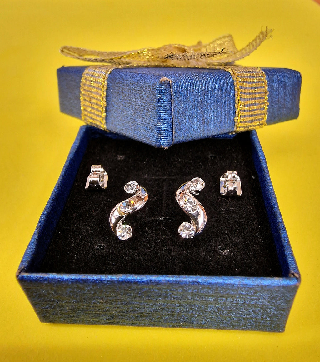 Stud Earrings S Shape Fashion Jewelry for Women - High Quality and Sparkling CZ Crystals Earrings Packed in a Gift Box