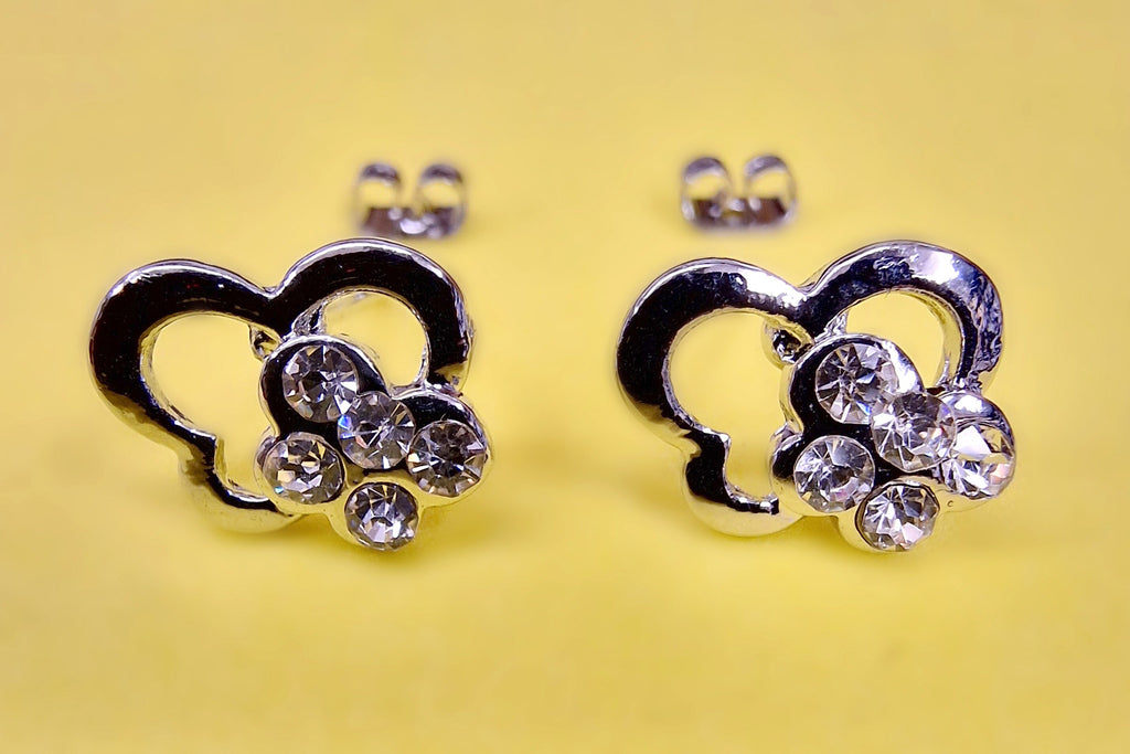 Double Butterfly Stud Earrings Fashion Jewelry for Women - High Quality and Sparkling CZ Crystals Earrings Packed in a Gift Box