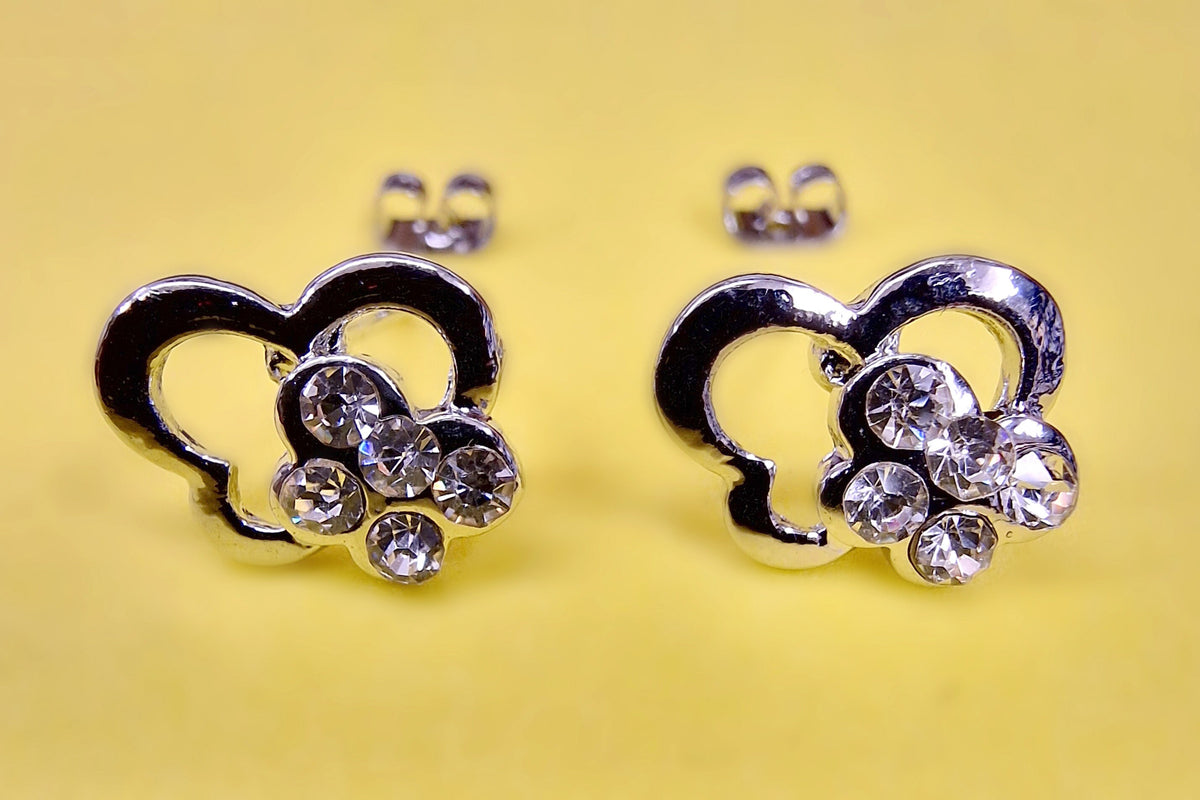 Double Butterfly Stud Earrings Fashion Jewelry for Women - High Quality and Sparkling CZ Crystals Earrings Packed in a Gift Box