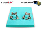 Round Bead Ball with Bow Stud Earrings Fashion Jewelry for Women - High Quality and Sparkling CZ Crystals Earrings Packed in a Gift Box