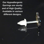 Hypoallergenic Earrings Studs Set - Plastic Post Earrings Heart Design with Round Crystal Set - You get 3 pairs