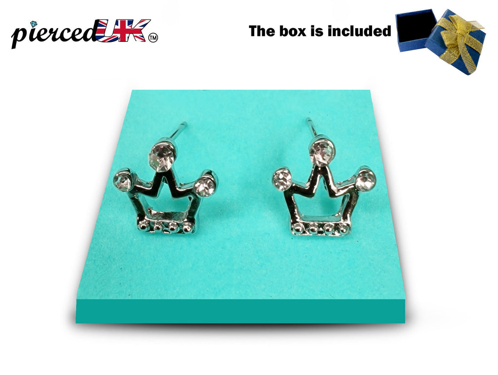 Stud Earrings Crown Design Fashion Jewelry for Women - High Quality and Sparkling CZ Crystals Earrings Packed in a Gift Box