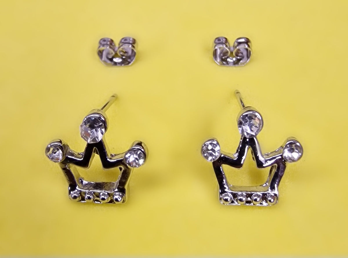 Stud Earrings Crown Design Fashion Jewelry for Women - High Quality and Sparkling CZ Crystals Earrings Packed in a Gift Box