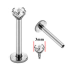Labret Lip Piercing – Internally threaded labret with Prong Set top Round Crystal – 16g (1.2mm) Labret Stud Lip, Helix, Tragus and More