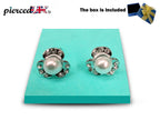 Pearl Earrings Three Leaves Design Fashion Jewelry for Women - High Quality and Sparkling CZ Crystals Earrings Packed in a Gift Box