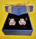 Pearl Earrings Three Leaves Design Fashion Jewelry for Women - High Quality and Sparkling CZ Crystals Earrings Packed in a Gift Box
