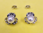 Pearl Earrings Three Leaves Design Fashion Jewelry for Women - High Quality and Sparkling CZ Crystals Earrings Packed in a Gift Box