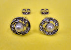 Pearl Stud Earrings Swirl Design Fashion Jewelry for Women - High Quality and Sparkling CZ Crystals Earrings Packed in a Gift Box