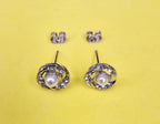 Pearl Stud Earrings Swirl Design Fashion Jewelry for Women - High Quality and Sparkling CZ Crystals Earrings Packed in a Gift Box