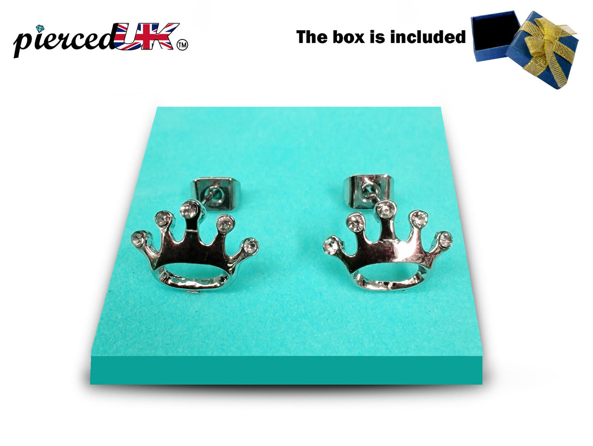 Crown Stud Earrings Fashion Jewelry for Women - High Quality and Sparkling CZ Crystals Earrings Packed in a Gift Box