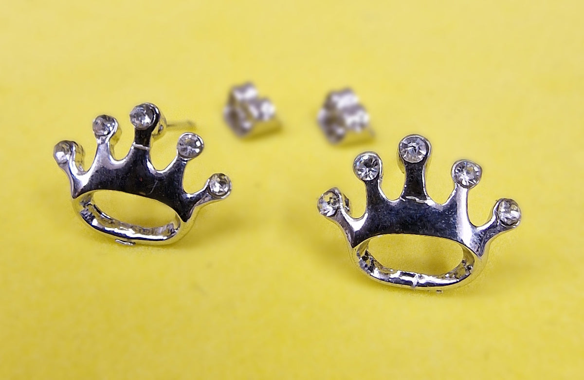 Crown Stud Earrings Fashion Jewelry for Women - High Quality and Sparkling CZ Crystals Earrings Packed in a Gift Box