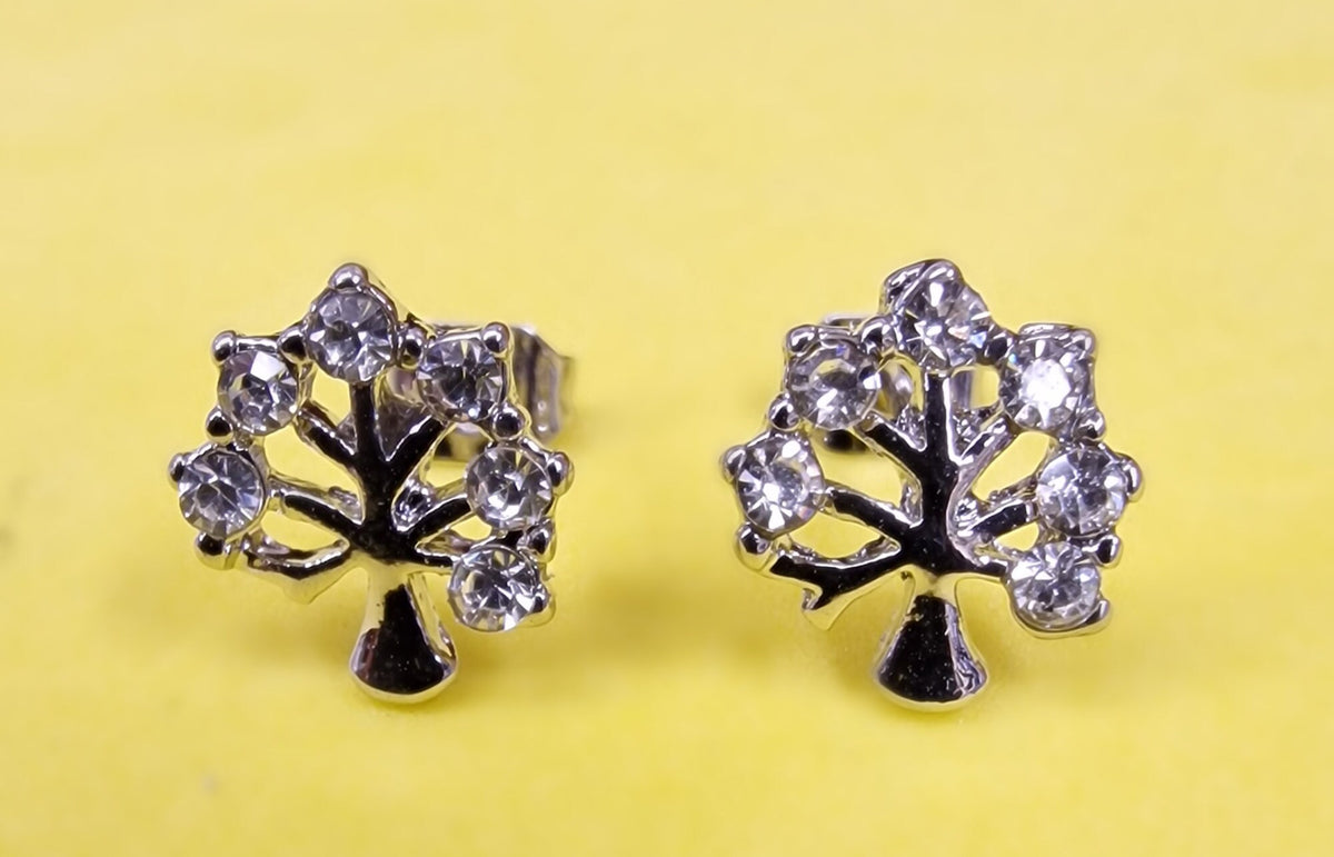 Tree of Life Stud Earrings Fashion Jewelry for Women - High Quality and Sparkling CZ Crystals Earrings Packed in a Gift Box