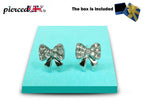 Ribbon Bow Stud Earrings Fashion Jewelry for Women - High Quality and Sparkling CZ Crystals Earrings Packed in a Gift Box