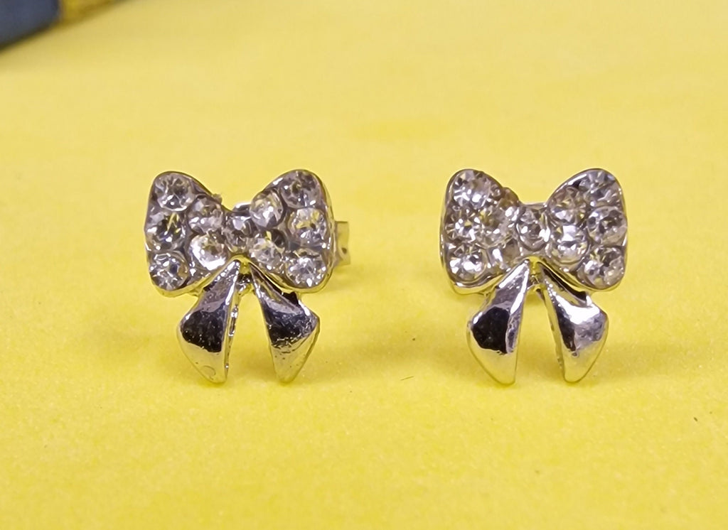 Ribbon Bow Stud Earrings Fashion Jewelry for Women - High Quality and Sparkling CZ Crystals Earrings Packed in a Gift Box
