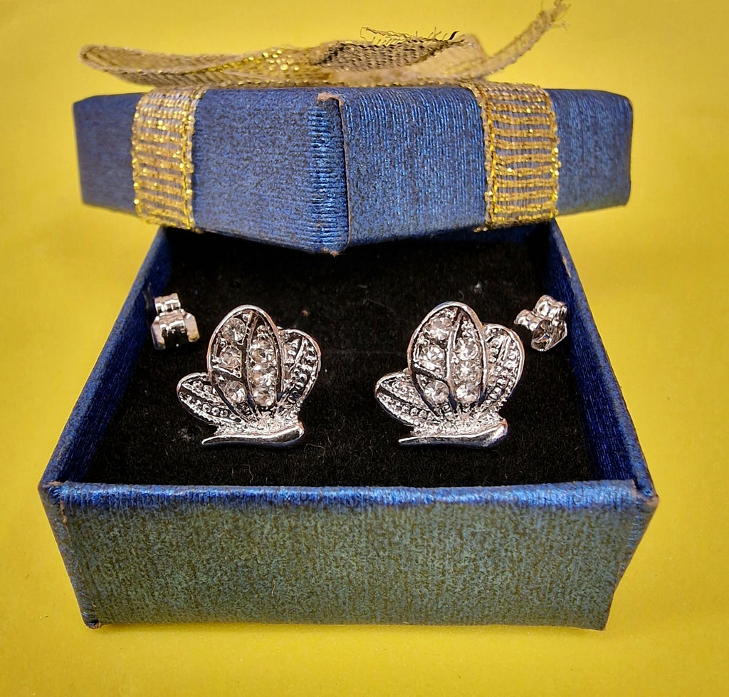 Silver Butterfly Stud Earrings Fashion Jewelry for Women - High Quality and Sparkling CZ Crystals Earrings Packed in a Gift Box