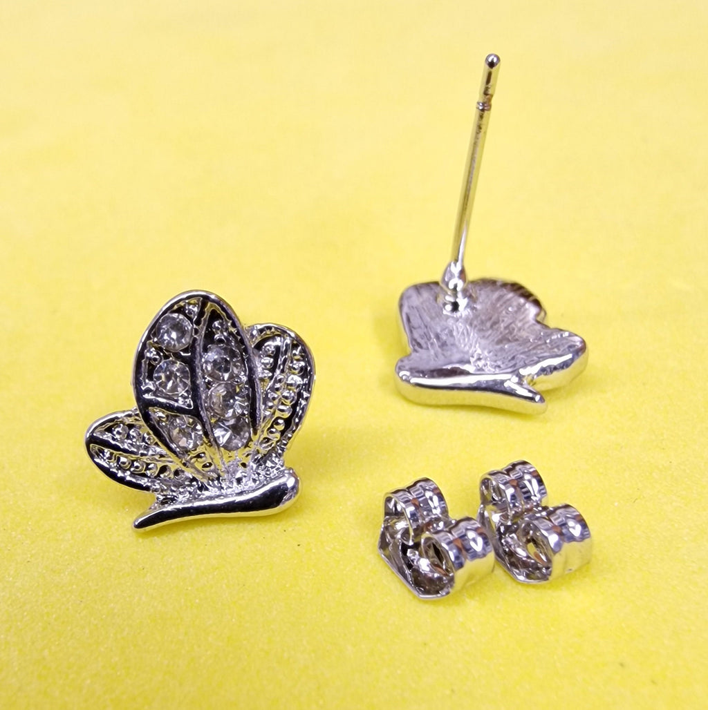 Silver Butterfly Stud Earrings Fashion Jewelry for Women - High Quality and Sparkling CZ Crystals Earrings Packed in a Gift Box