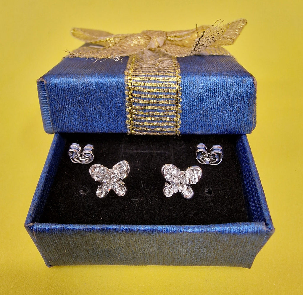 Butterfly Stud Earrings Fashion Jewelry for Women - High Quality and Sparkling CZ Crystals Earrings Packed in a Gift Box