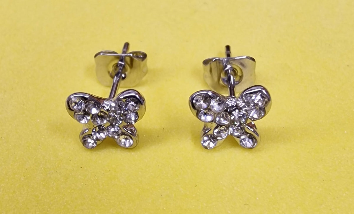 Butterfly Stud Earrings Fashion Jewelry for Women - High Quality and Sparkling CZ Crystals Earrings Packed in a Gift Box