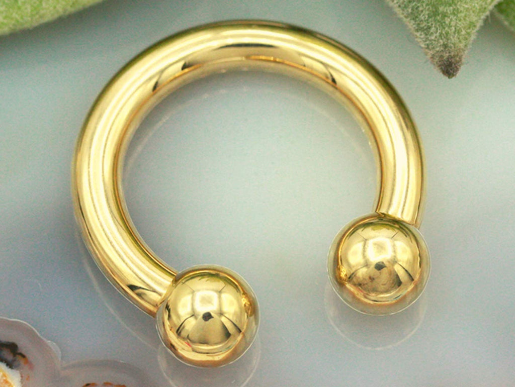 Gold Horseshoe Earrings, Nose Ring - 4pcs Horseshoe Septum Ring (CBB) also Piercing for Eyebrows, Ear, Lips- 18g, 16g, 14g size 6mm to 16mm