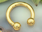 Gold Horseshoe Earrings, Nose Ring - 4pcs Horseshoe Septum Ring (CBB) also Piercing for Eyebrows, Ear, Lips- 18g, 16g, 14g size 6mm to 16mm