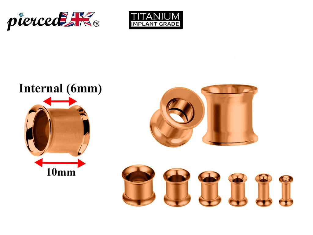 Rose Gold Plated Plugs, Double Flare Tunnels - Titanium Steel Plugs Earrings Piercing Tunnel for Ear Lobe Earring Body Modification