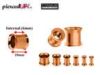 Rose Gold Plated Plugs, Double Flare Tunnels - Titanium Steel Plugs Earrings Piercing Tunnel for Ear Lobe Earring Body Modification