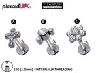 Titanium 18G Helix Stud Earrings, Tragus and Cartilage Earrings  - 8mm Internally Threaded Body Jewellery Ear Piercing