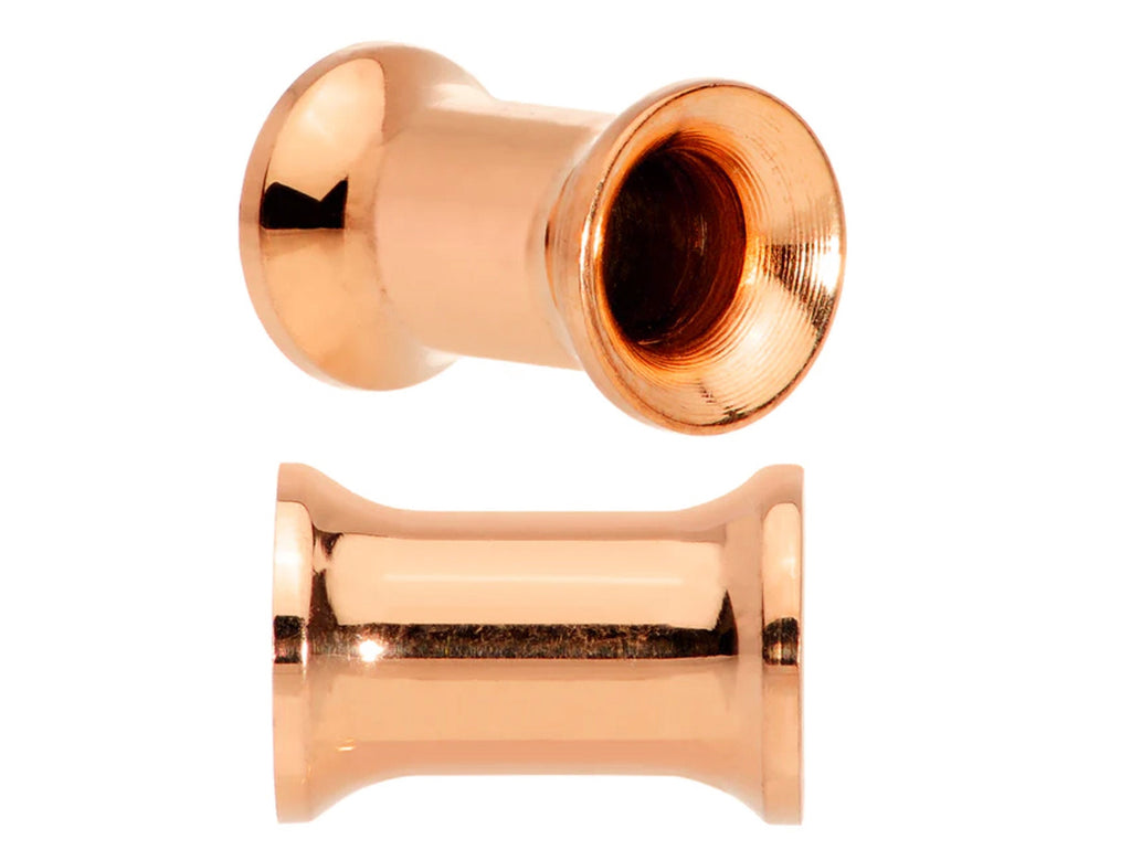 Rose Gold Plated Plugs, Double Flare Tunnels - Titanium Steel Plugs Earrings Piercing Tunnel for Ear Lobe Earring Body Modification
