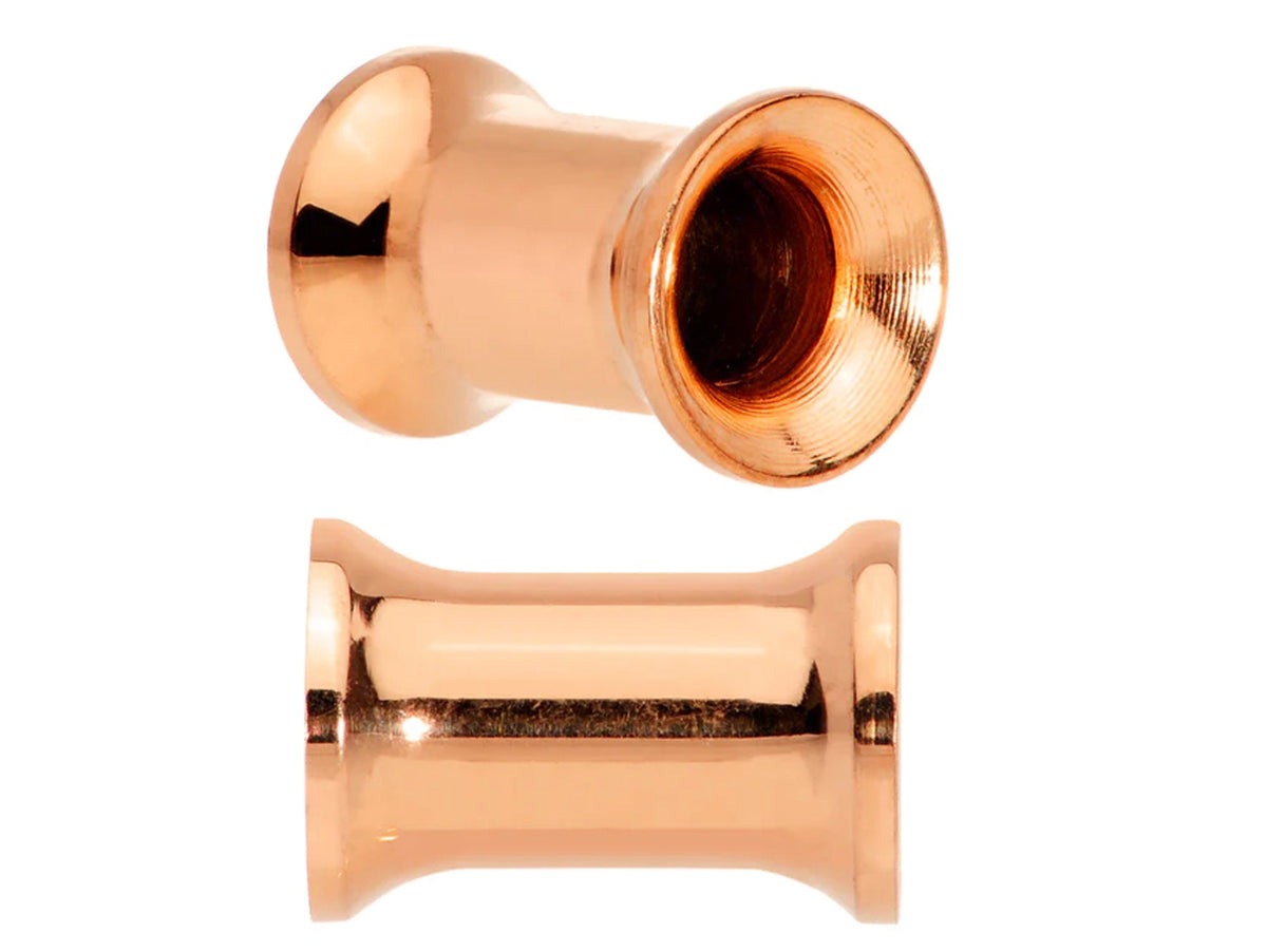 Rose Gold Plated Plugs, Double Flare Tunnels - Titanium Steel Plugs Earrings Piercing Tunnel for Ear Lobe Earring Body Modification