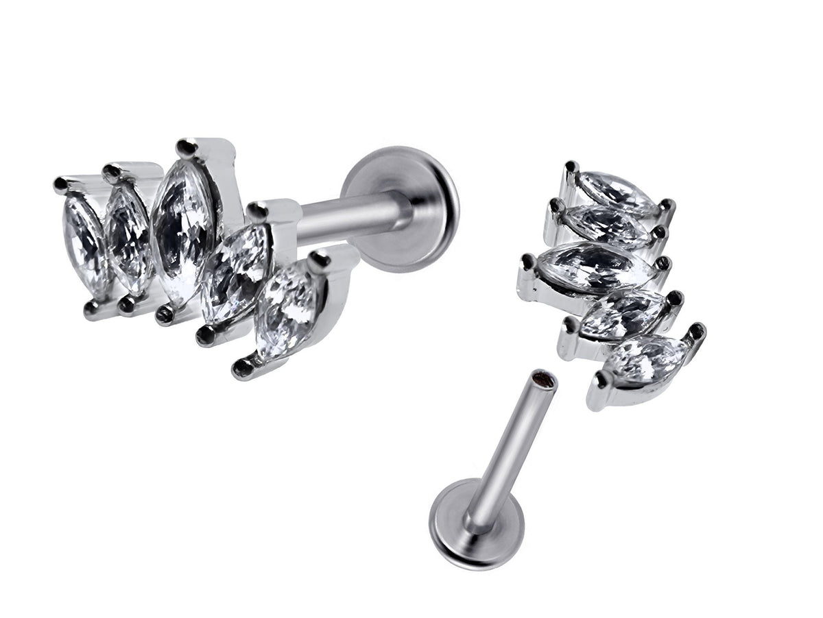 Titanium 16G Helix Stud Cartilage Piercing, Tragus Earrings, Forward Helix  - Internally Threaded Body Jewellery Ear Piercing